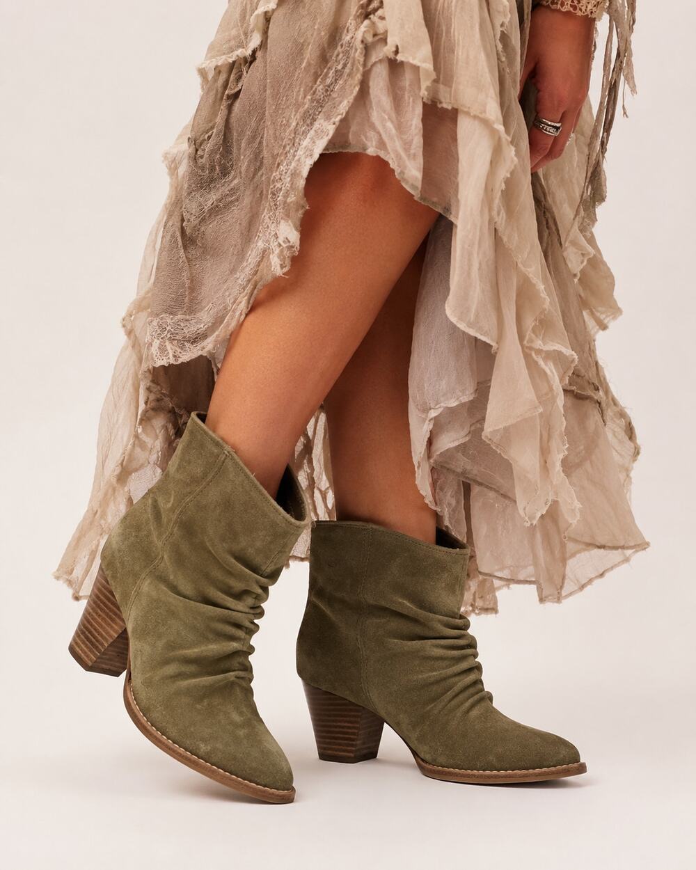 Splendid Brown Suede Slouchy Ankle Boots Womens 7.5 Shooties Stacked Heel Fall